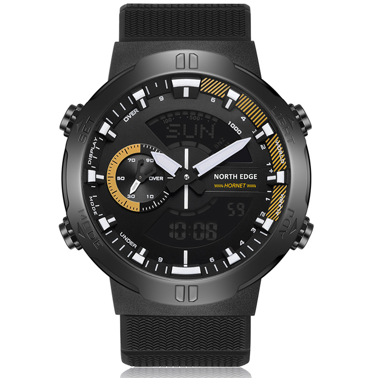 Men's Digital Watch Running Sports Watch with Worldtime Alarm Stopwatch LED Backlight Waterproof 50M World Time Illuminator   Wristwatch Analog Watch