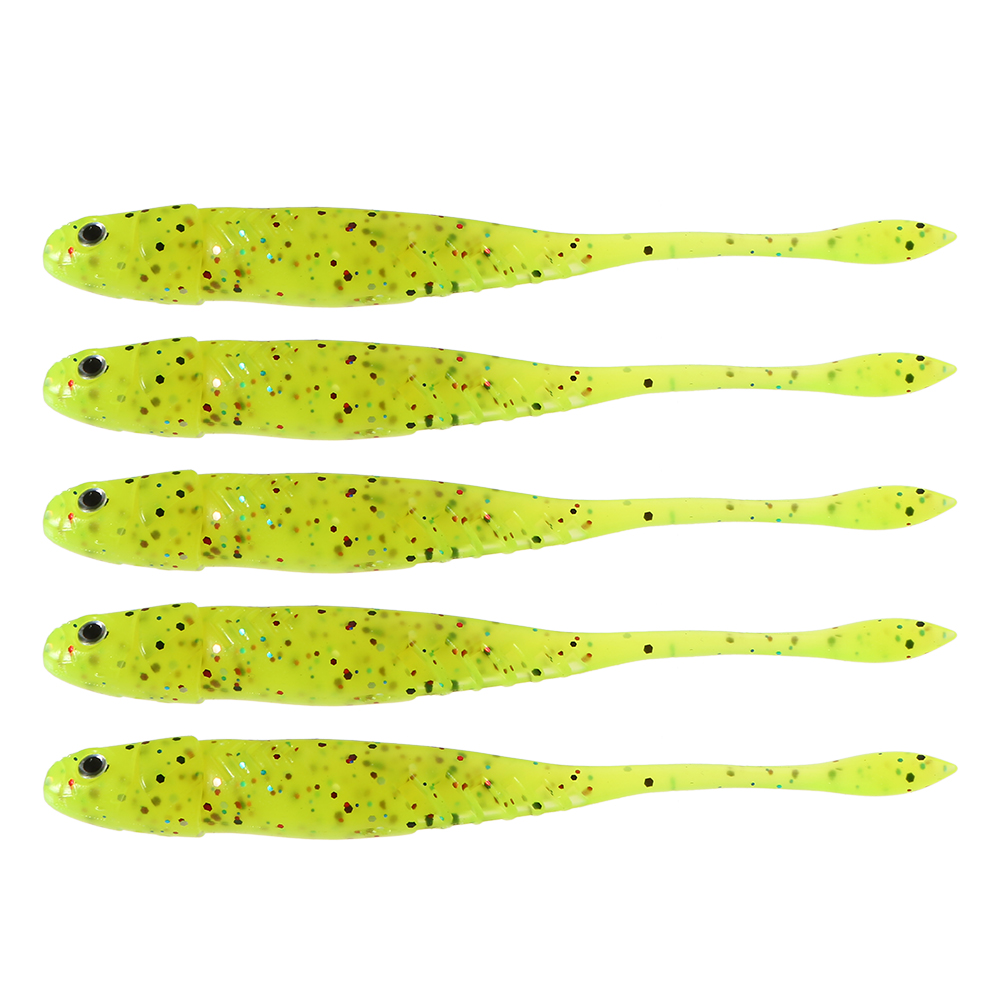 5PCS 11cm 6.5g Soft Bait Fish Lure Plastic Lures Pack 3D Eyes Long Tail Fishing Lures Plastic Swimbait
